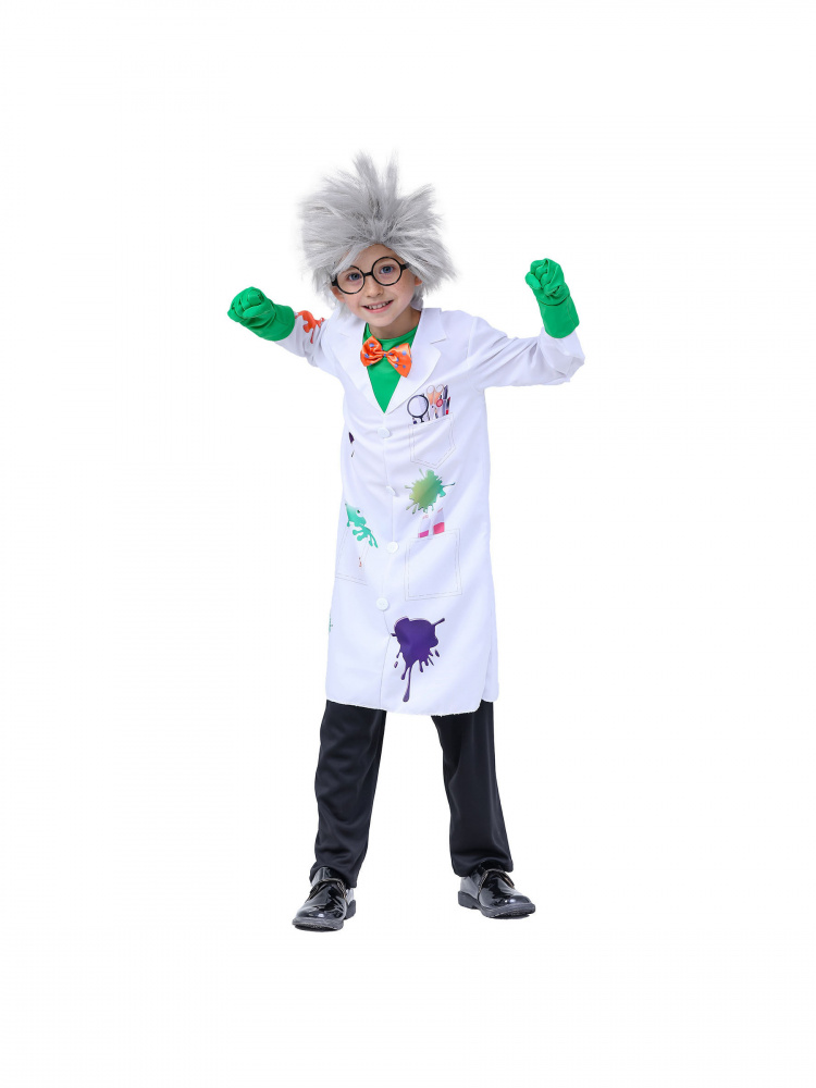 Science Nursery - زي عالم العلوم المجنون للهالوين للأطفال،