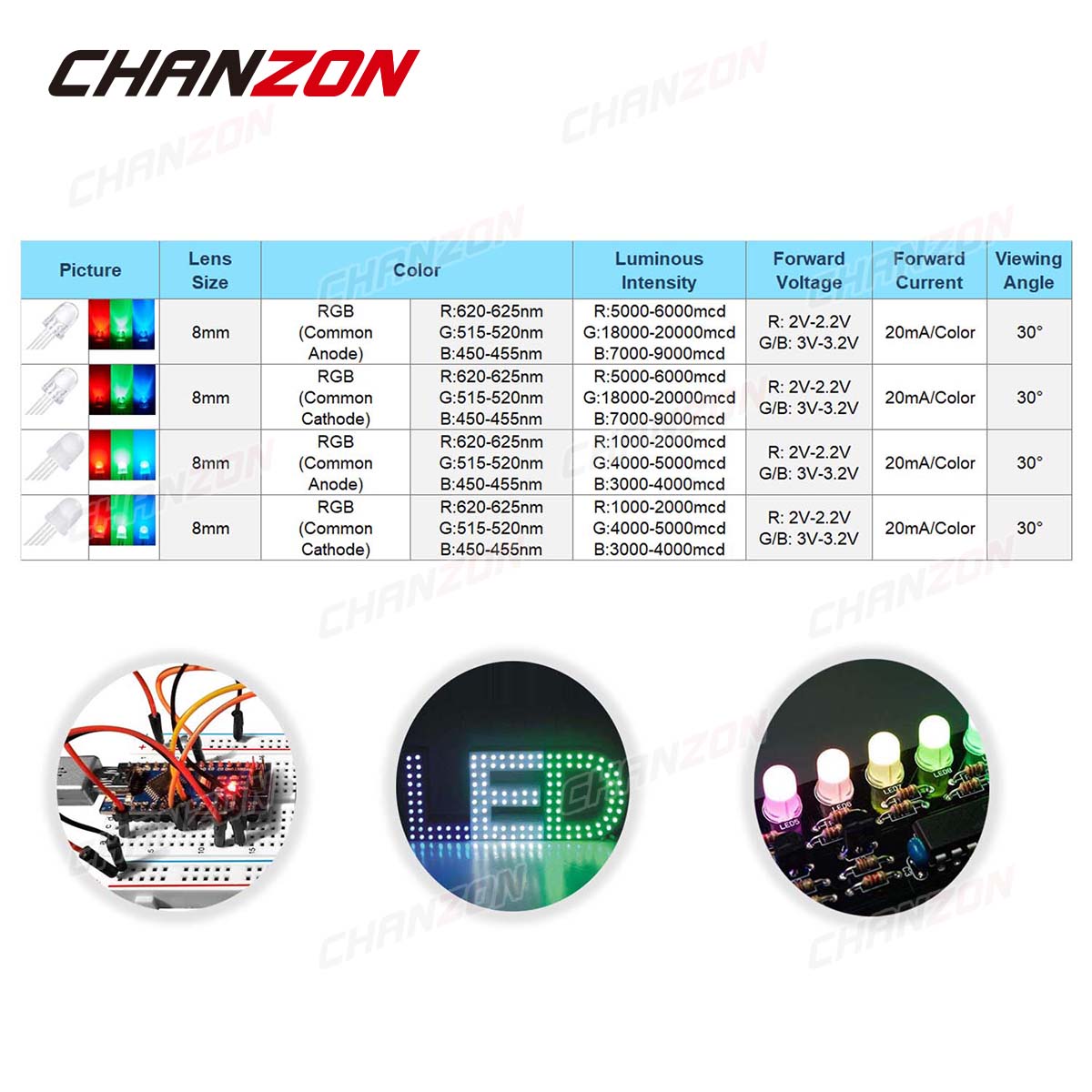 50 قطعة 8 مللي متر RGB LED صما - مراجعة Science And Hobby وسعره